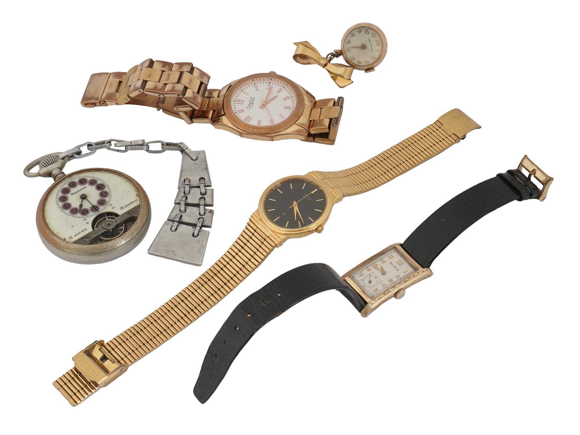 HEBDOMAS 8 JOURS POCKET WATCH AND BULOVA WATCHES PIC-